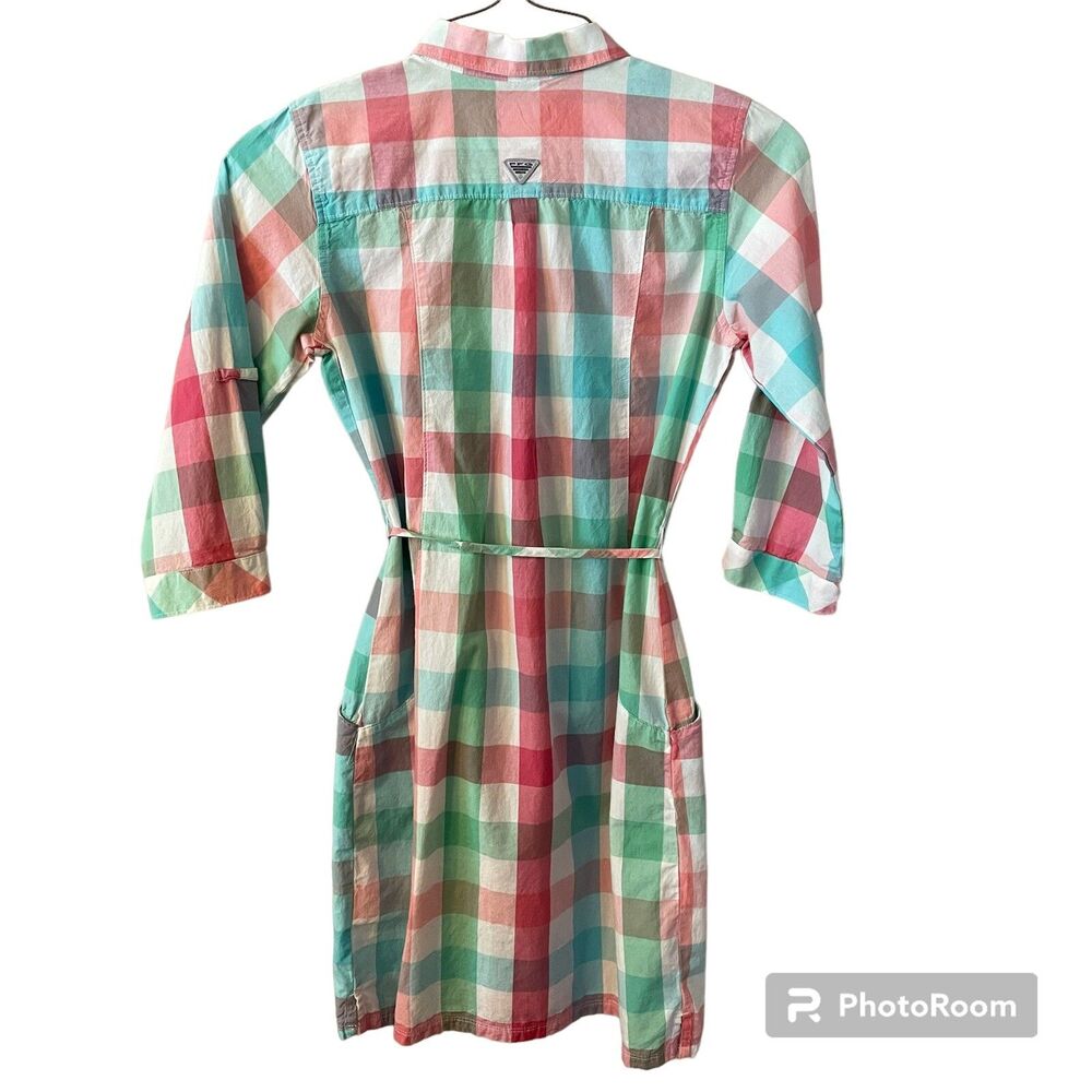 Womens Columbia PFG Super Bonehead Dress Size Small Plaid Tie - Picture 2 of 13